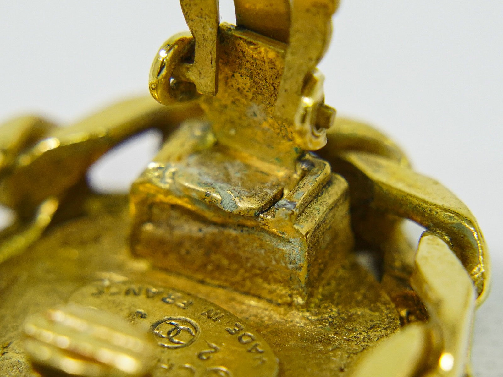 Chanel Vintage CC Round Clip-On Earrings Metal with Crystals