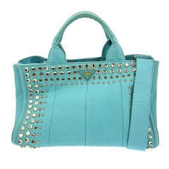 Prada Canapa Tote Rhinestone Embellished Canvas
