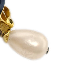 Chanel CC Dangle Earrings Metal with Faux Pearl