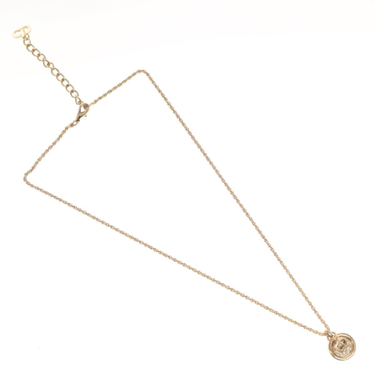Christian Dior CD Round Pendant Necklace Metal and Crystals