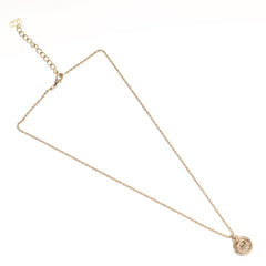 Christian Dior CD Round Pendant Necklace Metal and Crystals