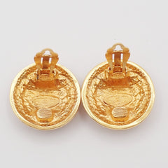 Chanel Vintage Round CC Clip-On Earrings Metal