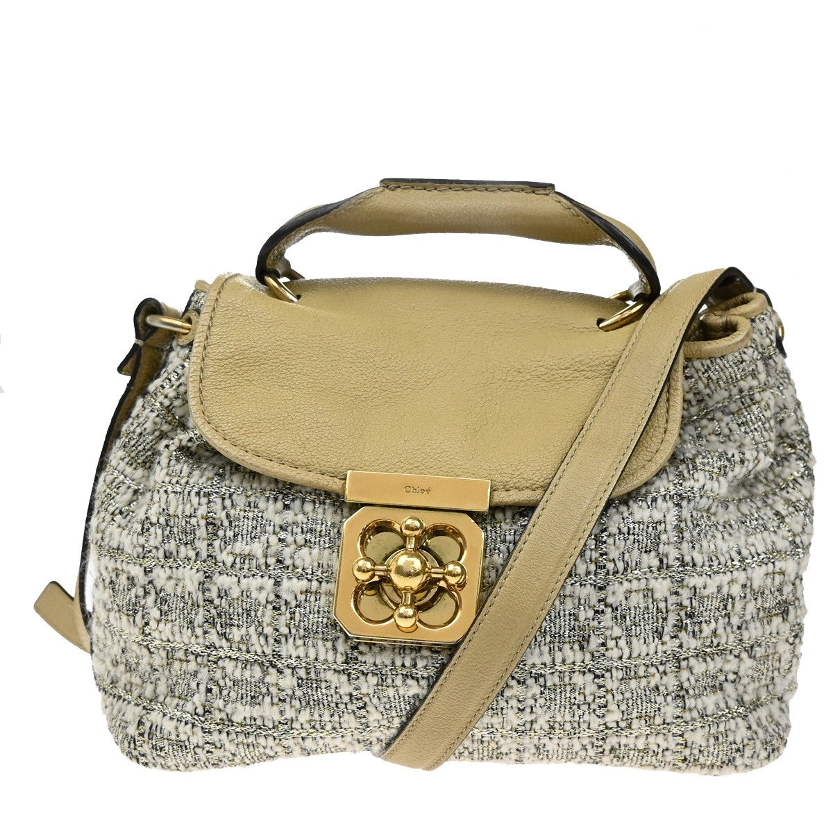 Chloe Elsie Shoulder Bag Tweed Leather