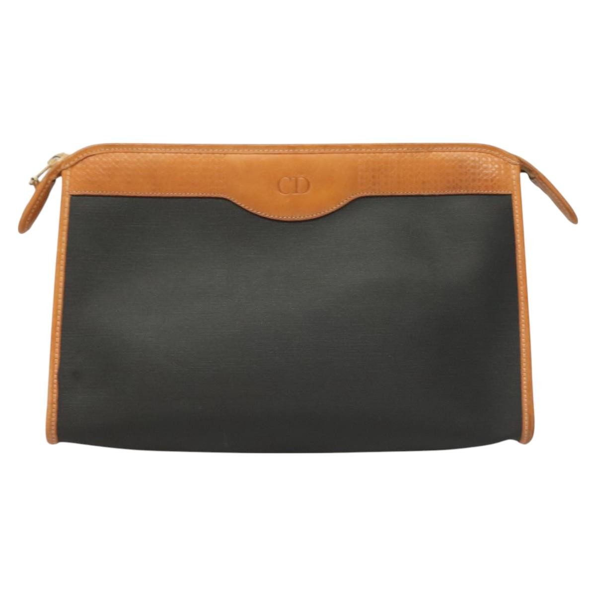 Christian Dior Vintage Zip Pochette Canvas and leather