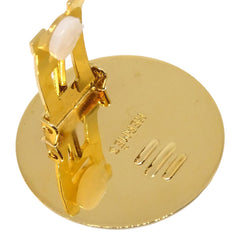 Hermes Vintage Round Clip-On Earrings Printed Enamel and Metal