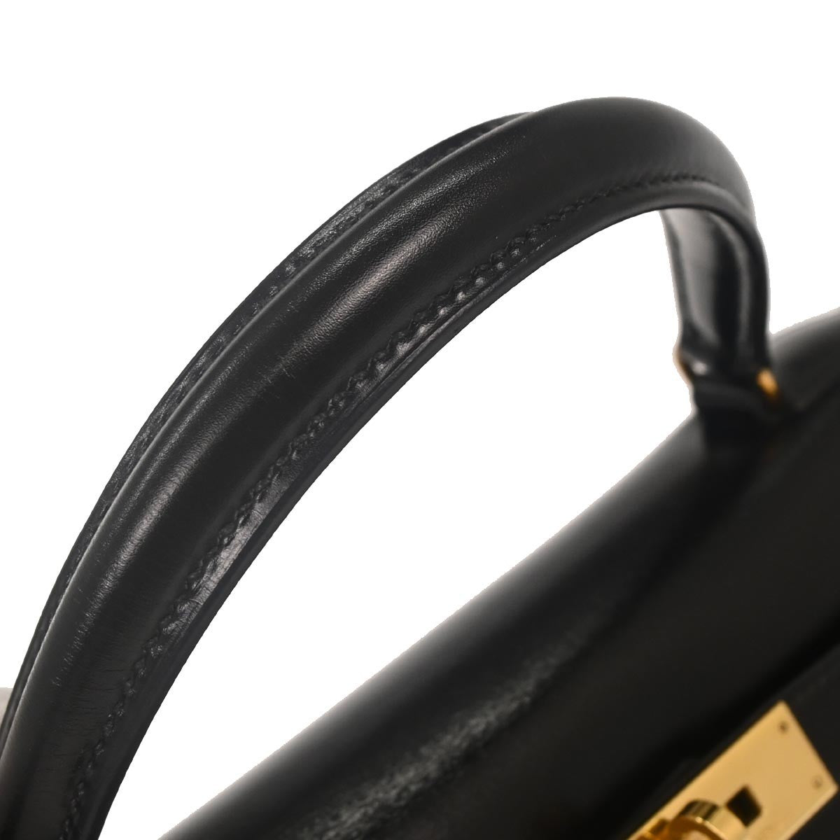 Hermes Kelly Handbag Black Box Calf with Gold Hardware