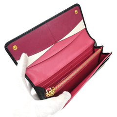 Prada Flap Wallet with Card Holder Saffiano Leather