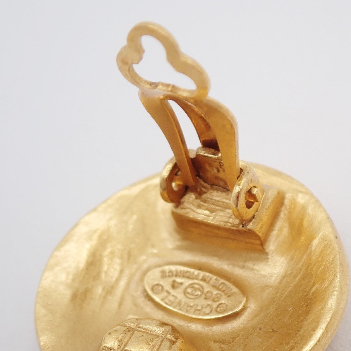 Chanel Vintage CC Round Button Clip-On Earrings Metal