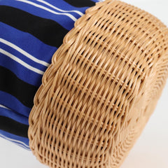 Prada Drawstring Bucket Bag Canvas and Wicker