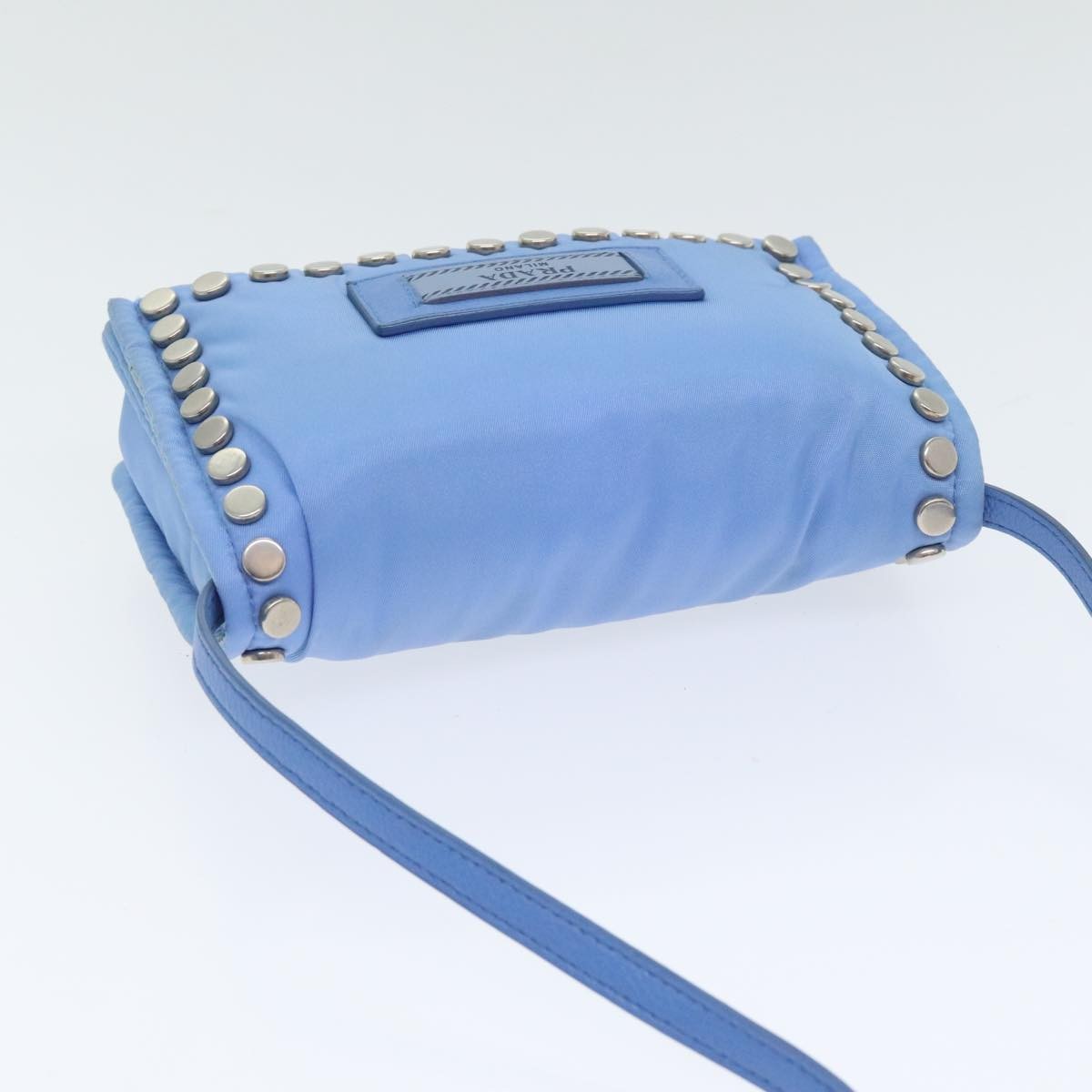 Prada Etiquette Flap Bag Studded Tessuto