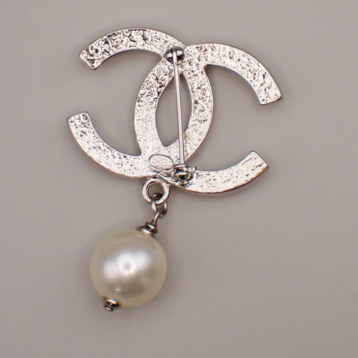 Chanel CC Drop Brooch Metal and Faux Pearls