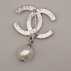 Chanel CC Drop Brooch Metal and Faux Pearls