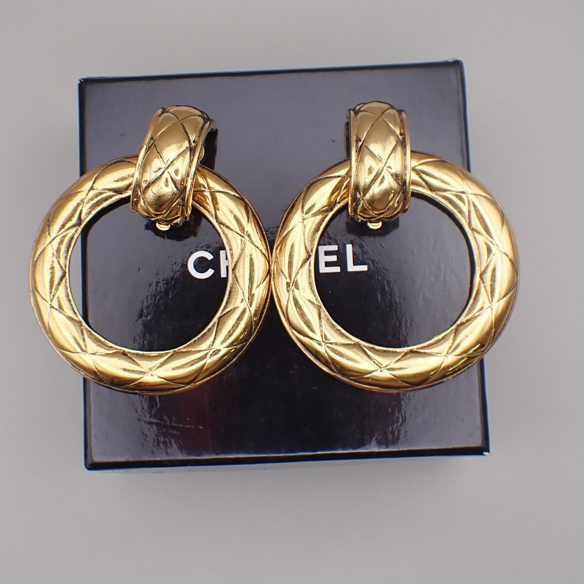 Chanel Vintage CC Round Drop Clip-On Earrings Metal