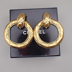 Chanel Vintage CC Round Drop Clip-On Earrings Metal
