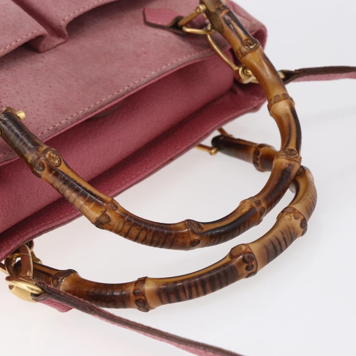 Gucci Vintage Bamboo Handle Bag Suede