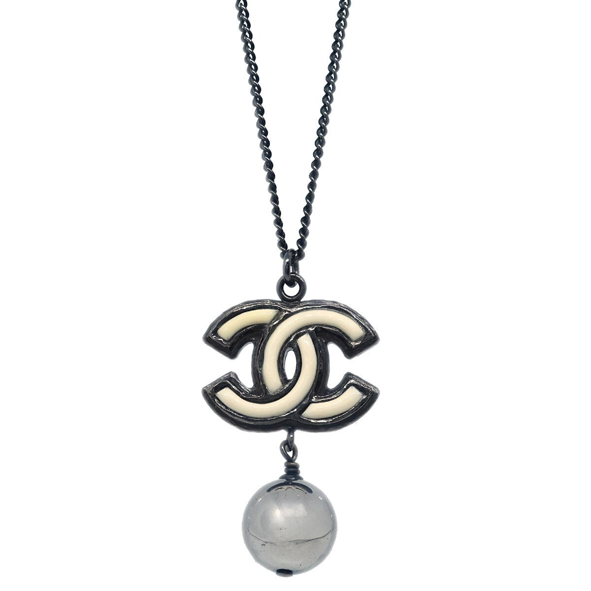 Chanel Vintage CC Pendent Necklace Plated Metal