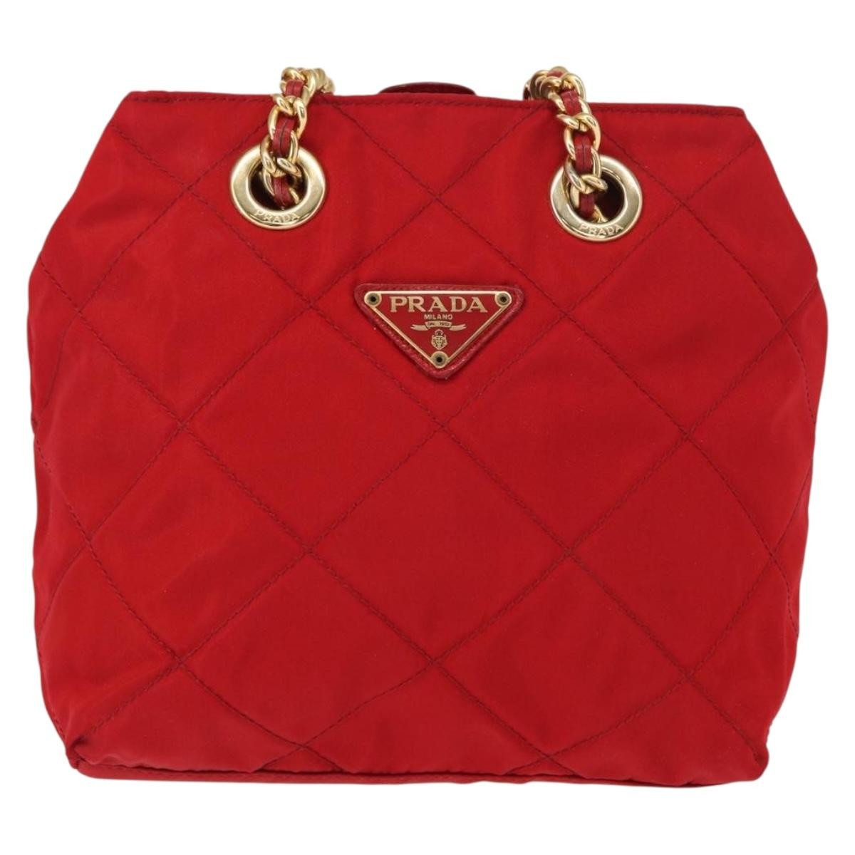 Prada Chain Shoulder Bag Quilted Tessuto