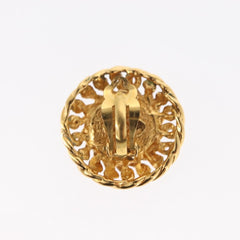 Chanel Vintage Round Clip-On Earrings Metal with Faux Pearl