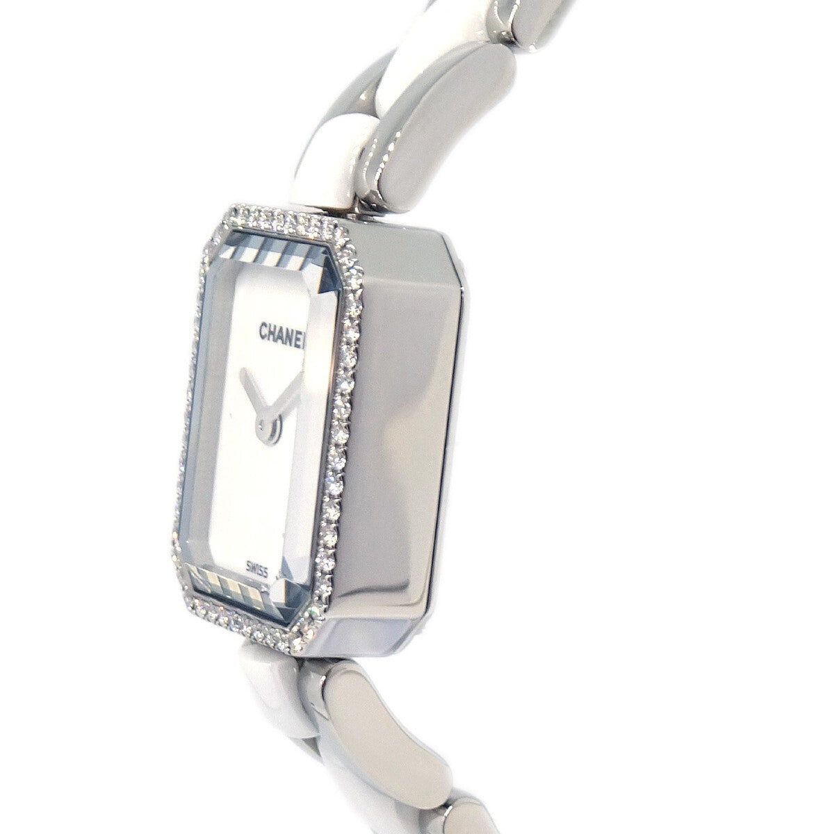 Chanel Premiere Mini Quartz Watch Stainless Steel and Ceramic with Diamond Bezel