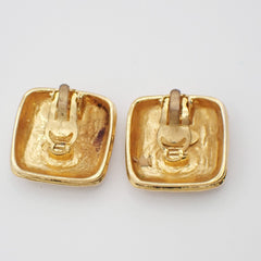 Chanel Vintage CC Square Clip-On Earrings Metal