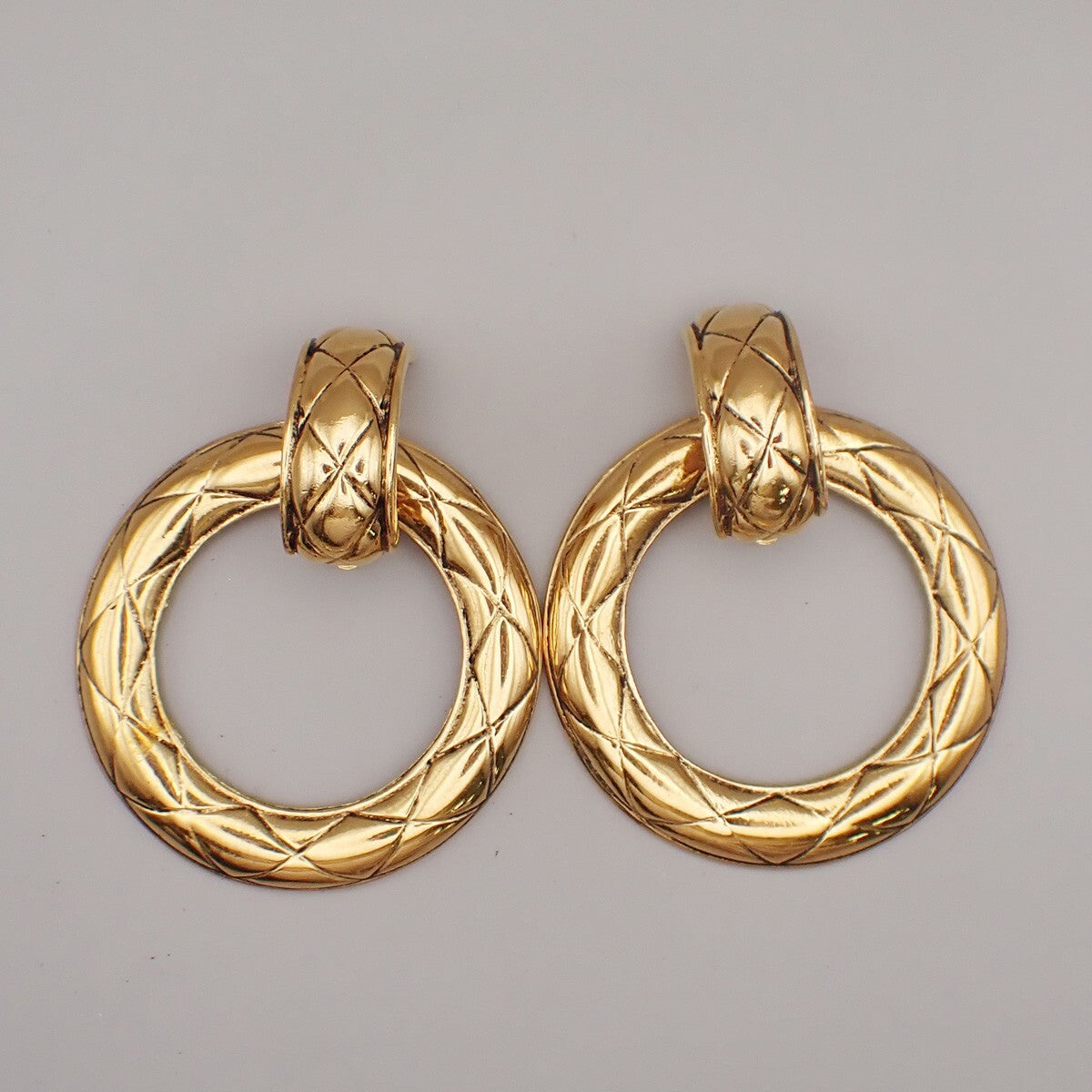 Chanel Vintage CC Round Drop Clip-On Earrings Metal