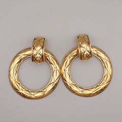 Chanel Vintage CC Round Drop Clip-On Earrings Metal
