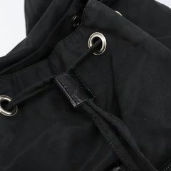 Prada Cinch Buckle Flap Backpack Tessuto with Crocodile Embossed Leather