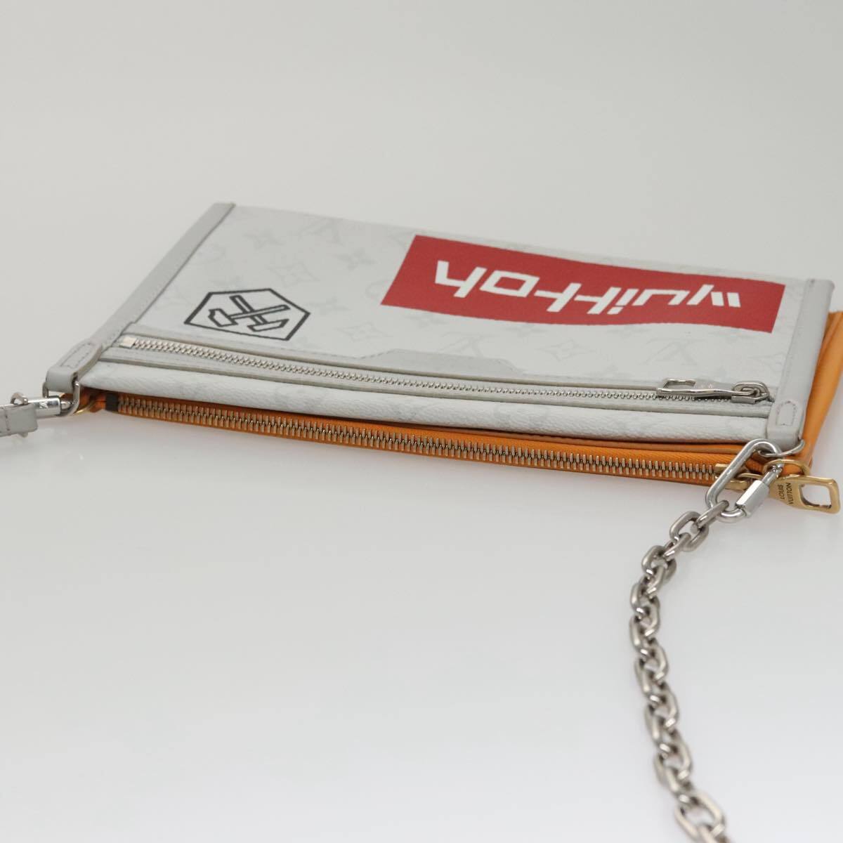 Louis Vuitton Double Flat Messenger Bag Limited Edition Logo Story Monogram Canvas and Denim