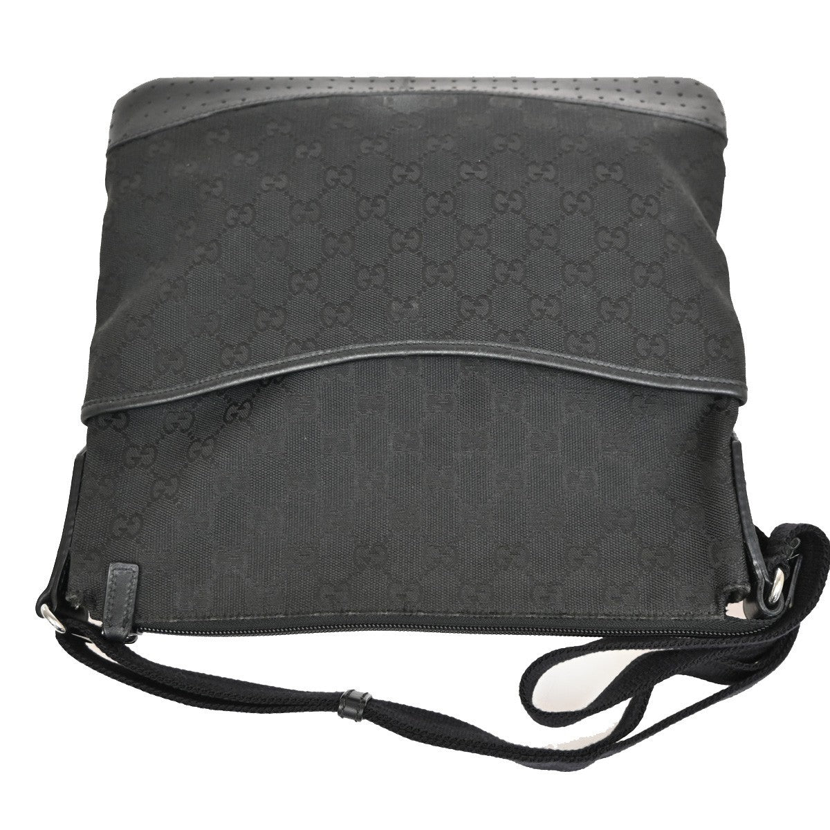 Gucci Zip Messenger Bag GG Canvas with Perforated Leather