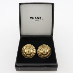 Chanel Vintage Logo Round Cufflinks Plated Gold