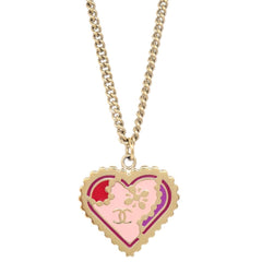 Chanel CC Heart Pendant Metal  with Crystals