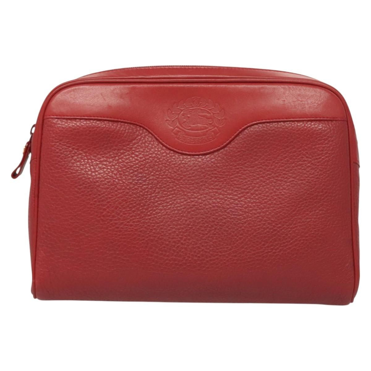 Burberry Logo Zip Around Pouch Leather