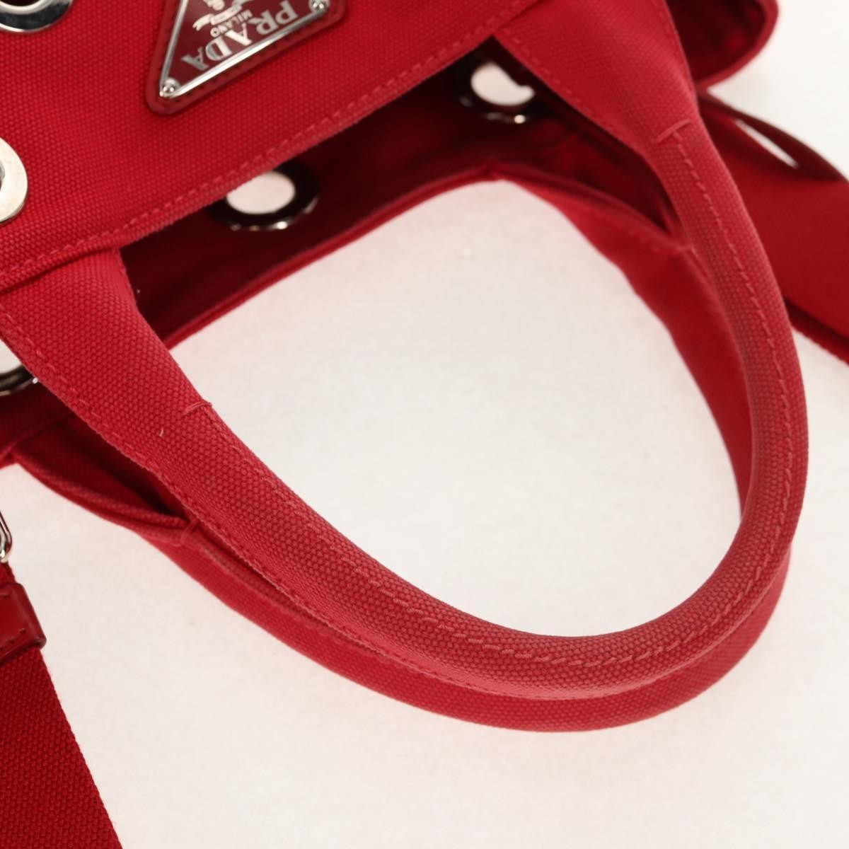 Prada Canapa Convertible Tote Grommet Embellished Canvas
