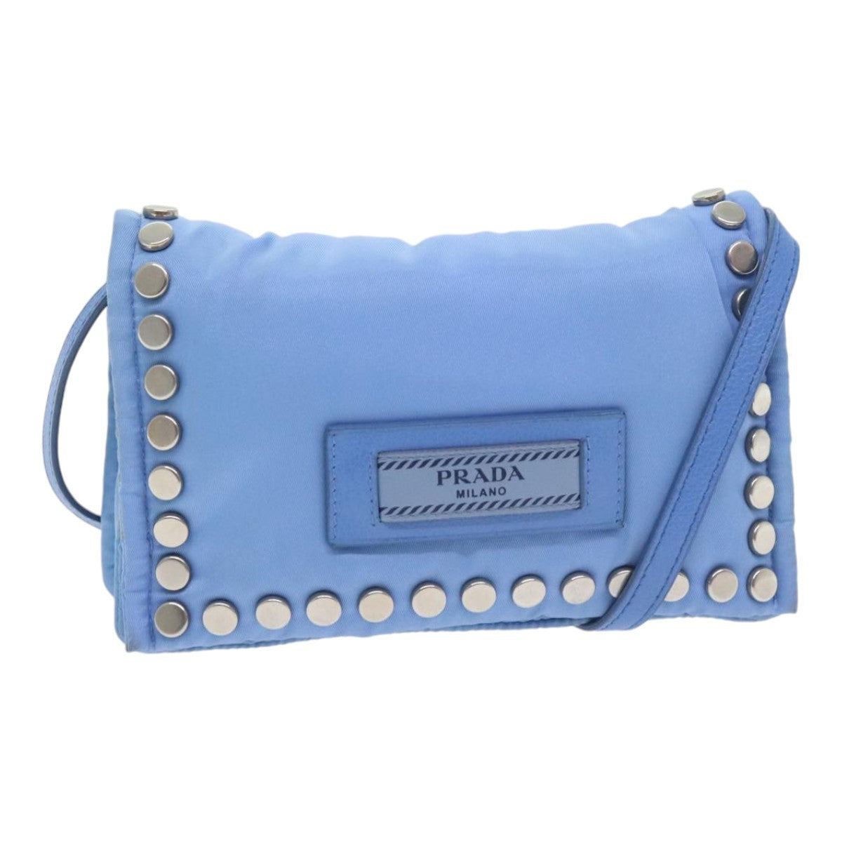 Prada Etiquette Flap Bag Studded Tessuto