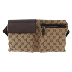 Gucci Vintage Double Belt Bag GG Canvas with Leather