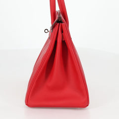 Hermes Birkin Handbag Red Epsom with Palladium Hardware
