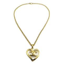 Chanel CC Heart Pendant Necklace Metal