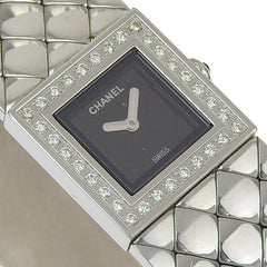 Chanel Matelasse Quartz Watch Stainless Steel with Diamond Bezel