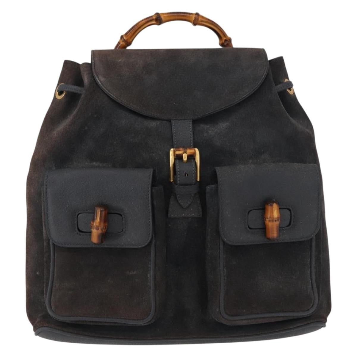 Gucci Vintage Bamboo Backpack Suede