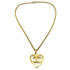 Chanel CC Heart Pendant Necklace Metal