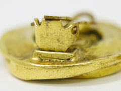 Chanel Vintage CC Round Clip-On Earrings Metal