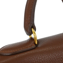 Hermes Kelly Handbag Brown Evergrain with Gold Hardware