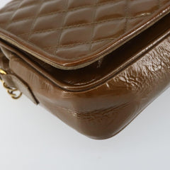 Bally Vintage Chain Shoulder Bag Quilted Patent leather