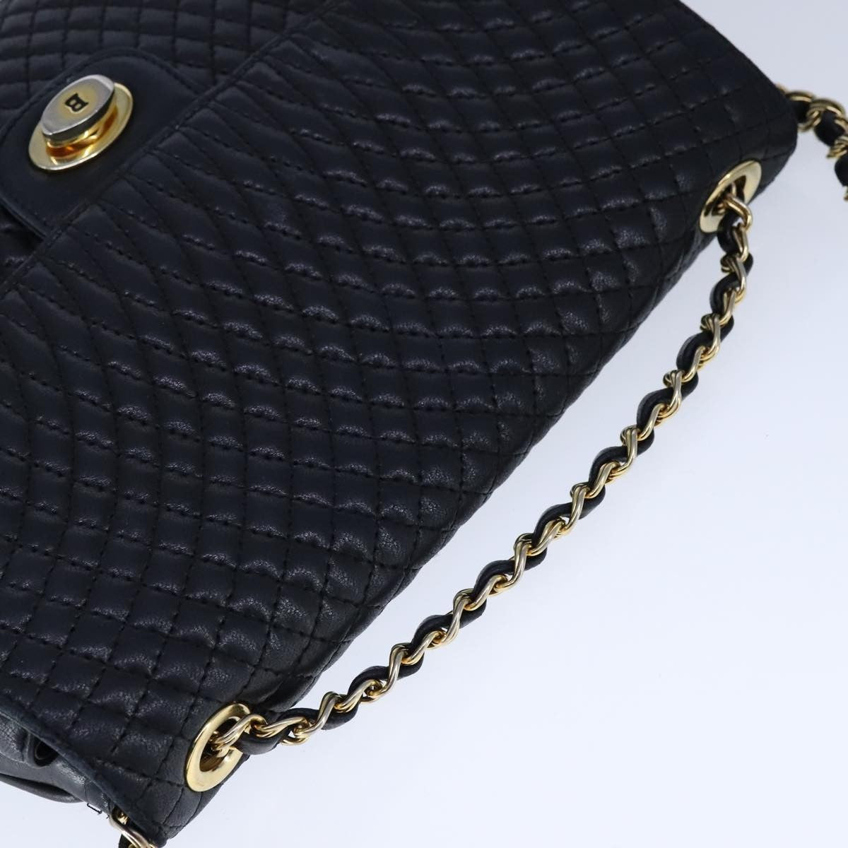 Bally Vintage Chain Shoulder Bag Quilted Leather
