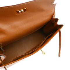 Hermes Kelly Handbag Brown Courchevel with Gold Hardware