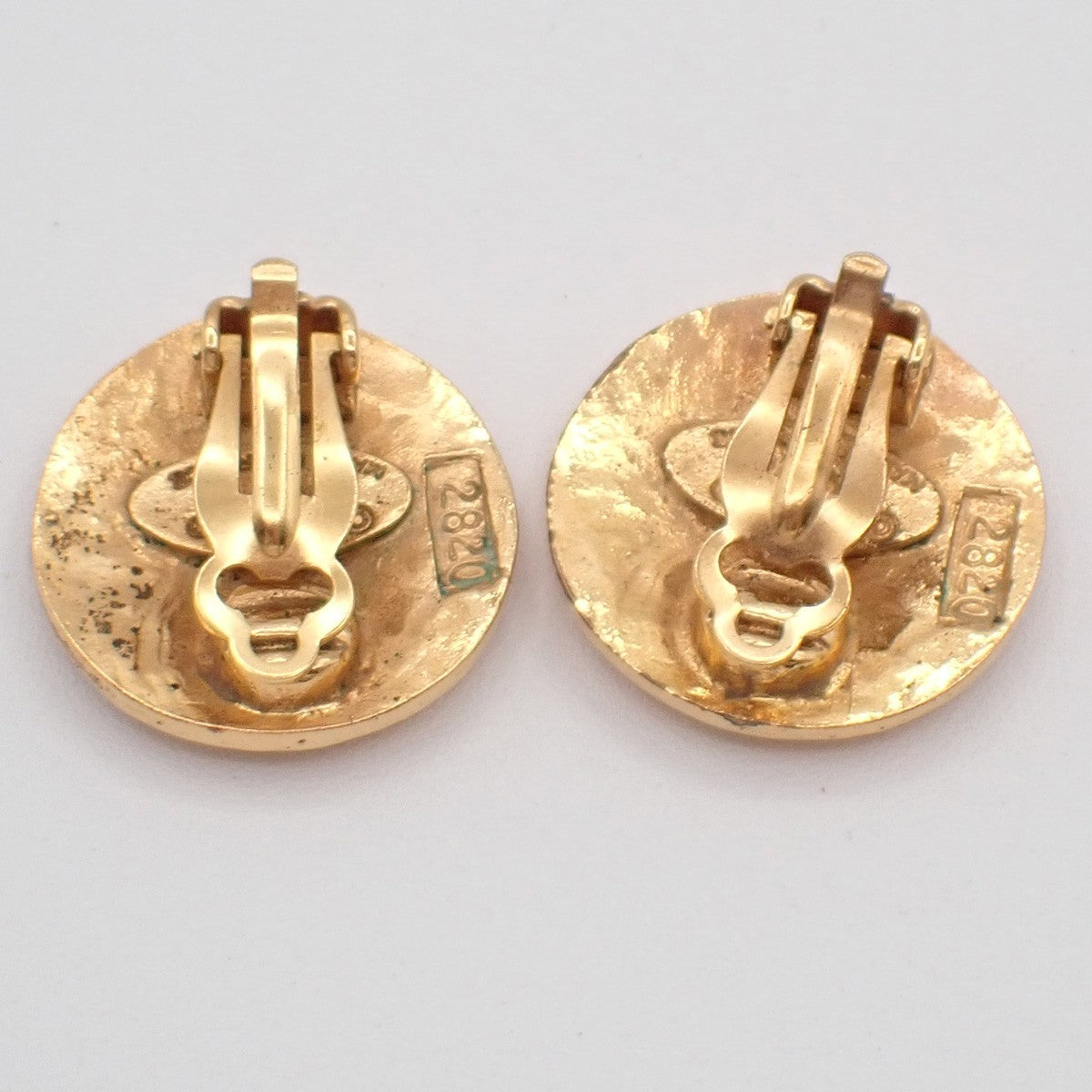 Chanel Vintage CC Round Button Clip-On Earrings Metal