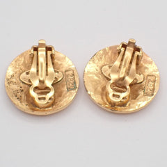 Chanel Vintage CC Round Button Clip-On Earrings Metal