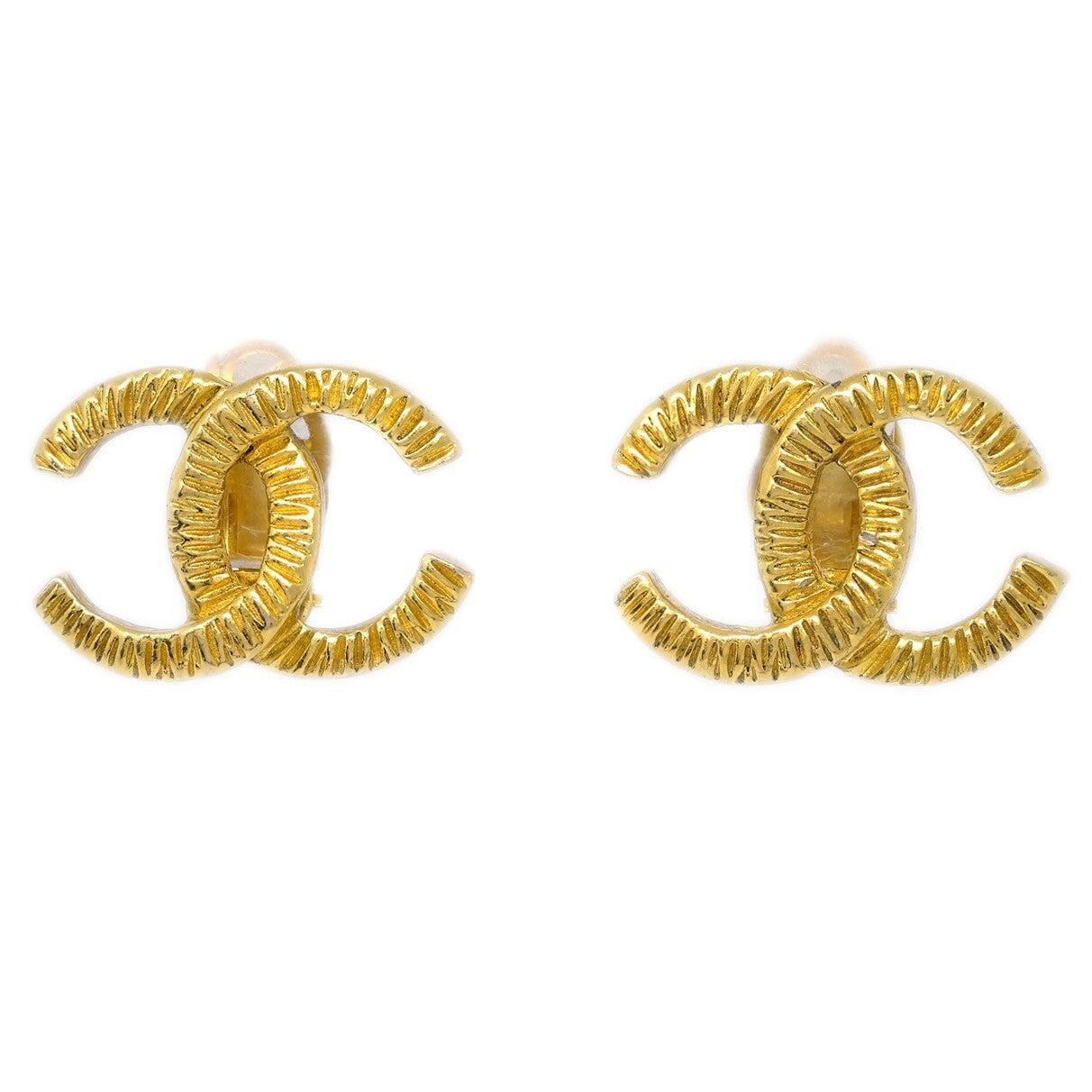 Chanel CC Clip-On Earrings Textured Metal