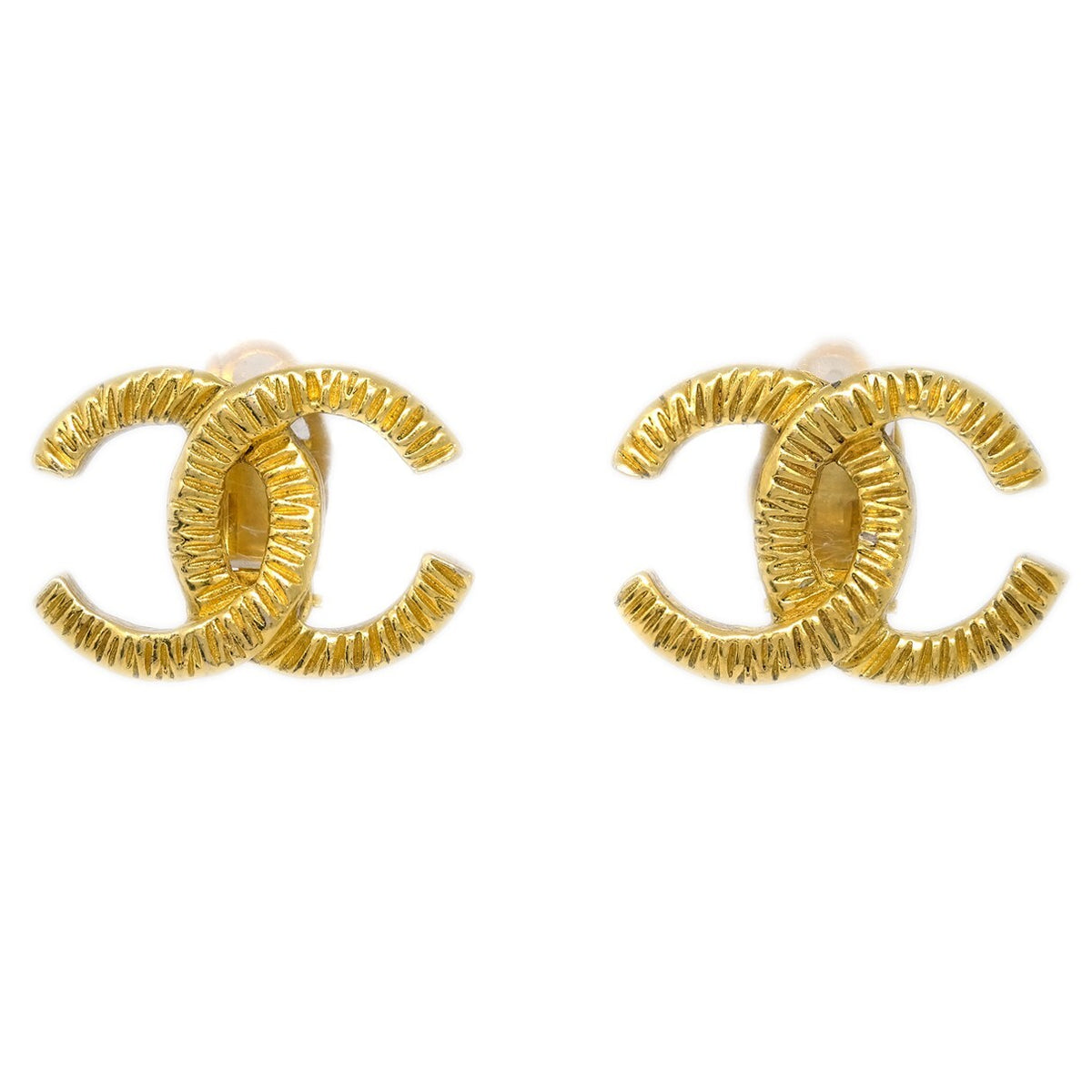 Chanel CC Clip-On Earrings Textured Metal