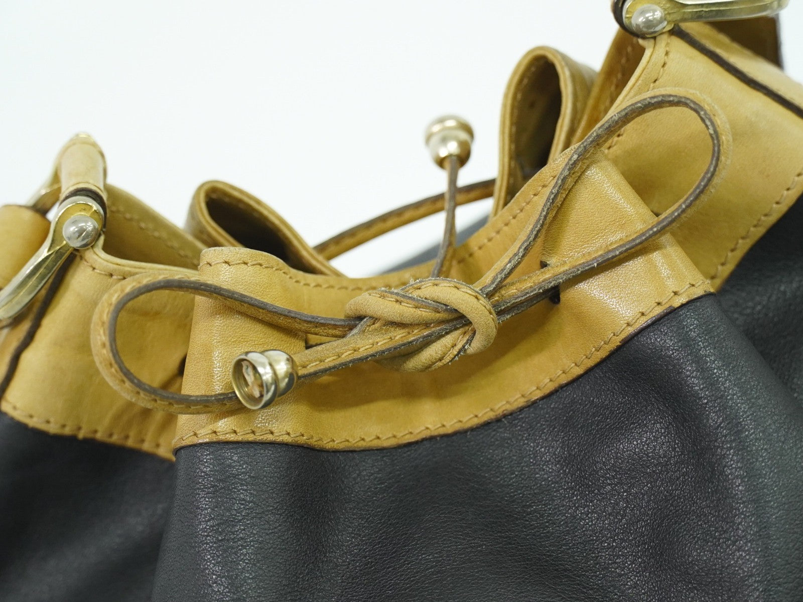 Celine Triomphe Drawstring Bucket Bag Leather